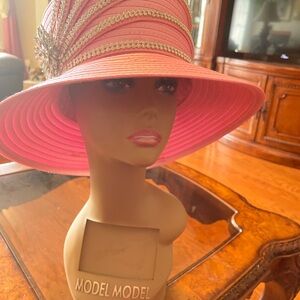 Elegant Pink Wide-Brim Hat